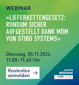 Webinar »Lieferkettengesetz: Rundum sicher aufgestellt dank MDM von Stibo Systems« am 05.11.2024 um 11 Uhr 